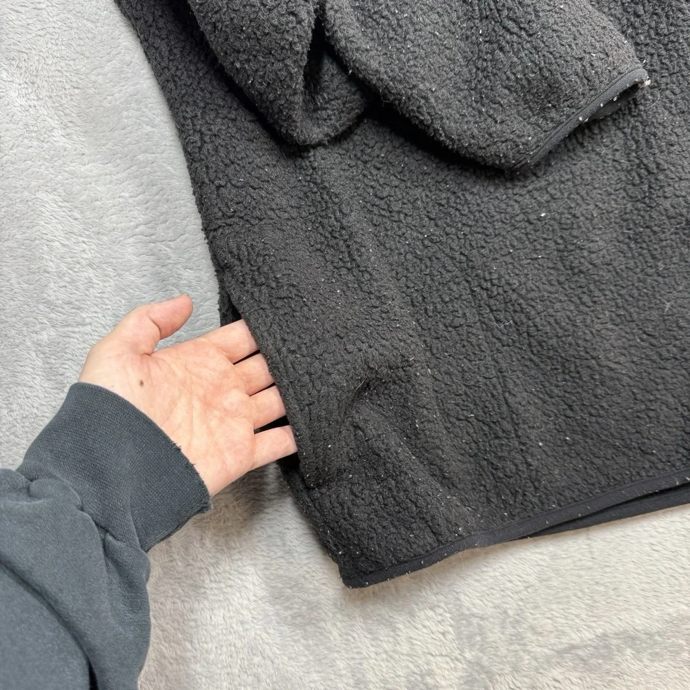 Vintage J Crew Oarsman Sherpa Anorak Mens XXL Black Pullover Hooded 1/4 Zip